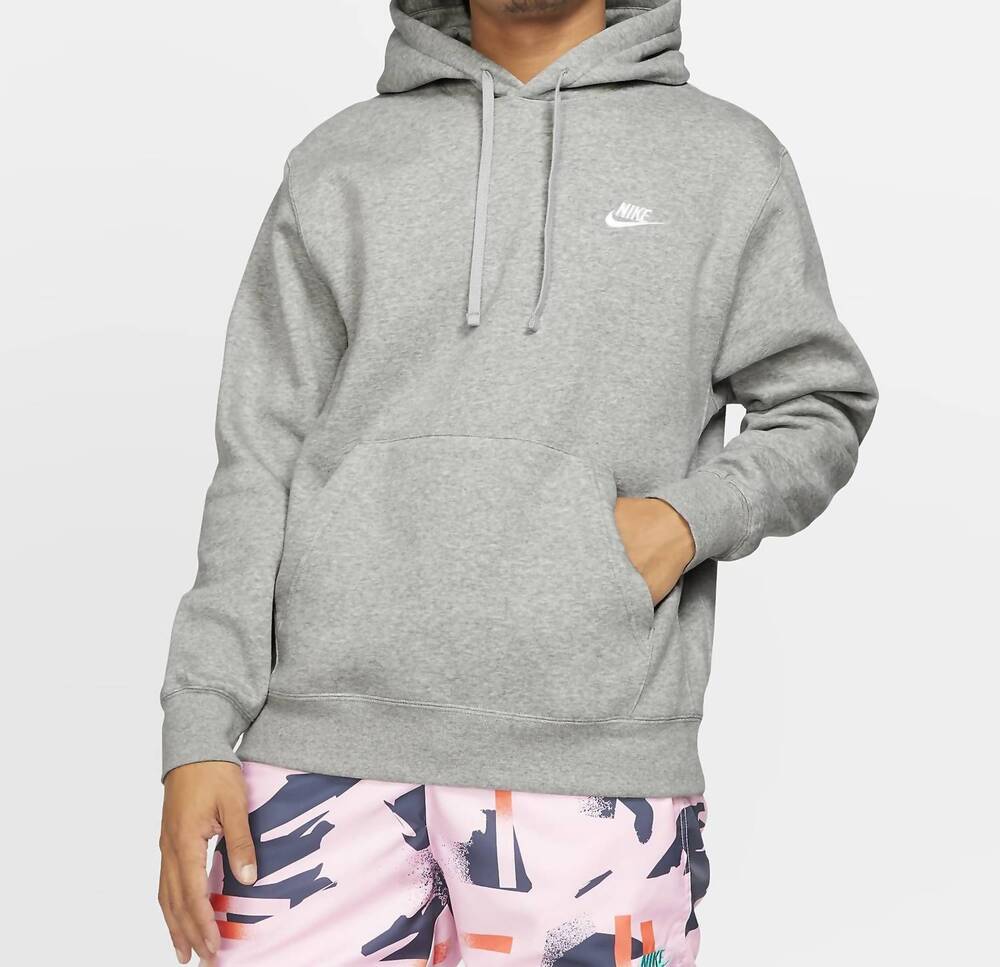 NEW NIKE club fleece pullover hoodie in dark grey heather